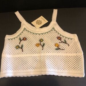 Rebellion White Crochet Sleeveless Tank Top  White Floral Juniors Small New